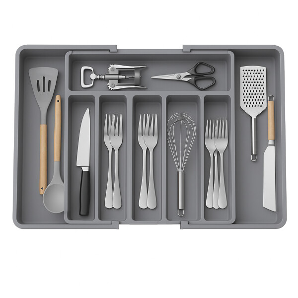 Organizador Cubiertos Extensible Cajon Utensilios Cubertero IMBACK Gris Organizador Cubiertos Extensible Cajon Utensilios Cubertero IMBACK Gris