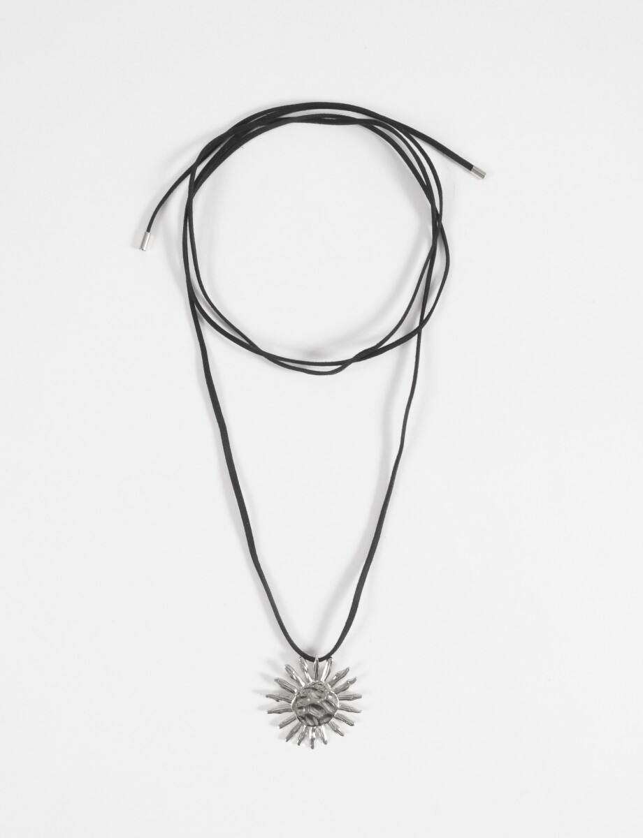Collar cordón dije sol texture - plateado 
