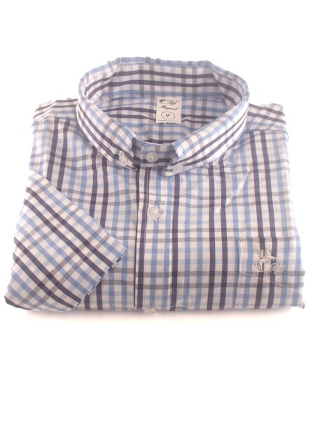 Camisa Caballero M-C cuadrille azul y negro