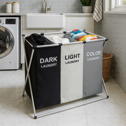 Canasto Organizador de Ropa Sucia IMBACK IBK-HMJ065-MIX | 3 Compartimentos Dark/Light/Color, Plegable y Resistente Canasto Organizador de Ropa Sucia IMBACK IBK-HMJ065-MIX | 3 Compartimentos Dark/Light/Color, Plegable y Resistente