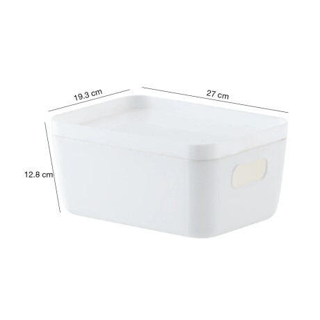 Cesto Organizador c/Tapa Idealle Canasto Plástico 27x18x12Cm Blanco