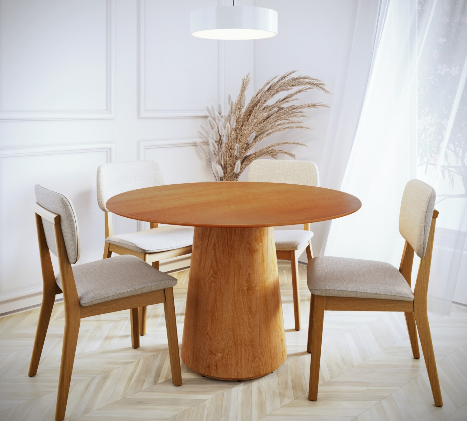 Mesa de Comedor Zara Redonda Línea Manhattan Marrón