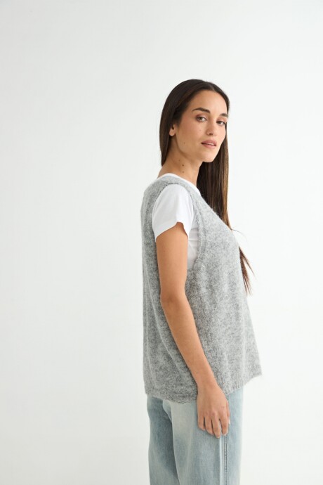 CHALECO TEJIDO CYNARA GRIS CLARO