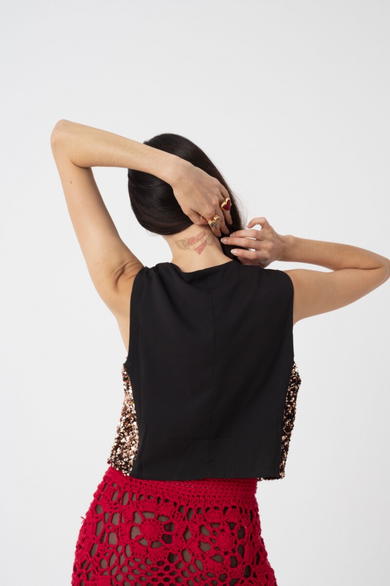 VEST DE LENTEJUELAS CON BOTON Cobre