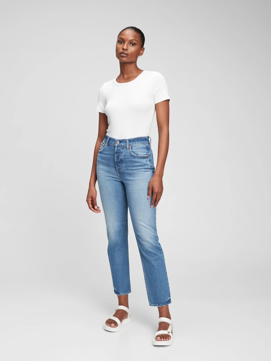 Jean Cheeky Straight Tiro Alto Mujer - Medium Indigo 8 