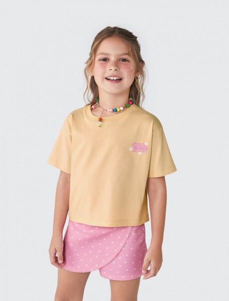 CONJUNTO INFANTIL CON FALDA SHORT NARANJA