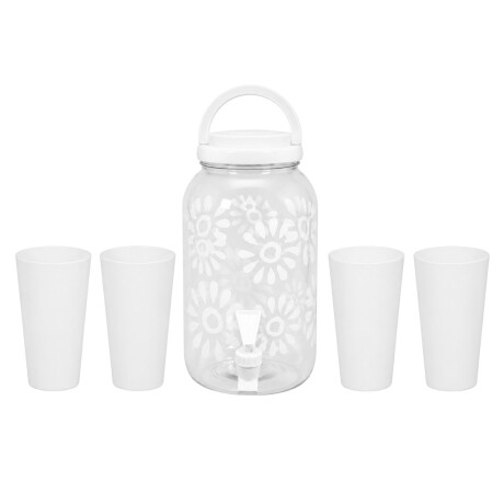 Dispensador plastico con canilla 3.5l + 4 vasos 600ml Dispensador plastico con canilla 3.5l + 4 vasos 600ml