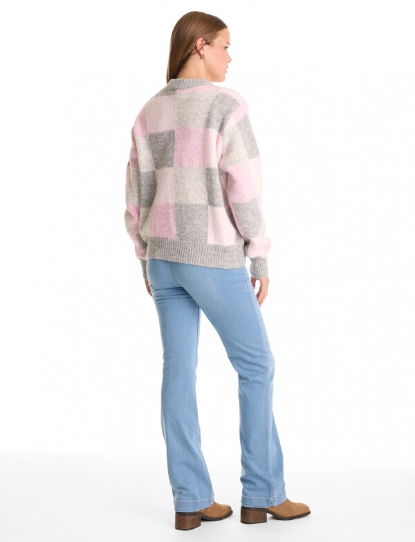 Buzo Lana Cuadros ROSA/MULTI