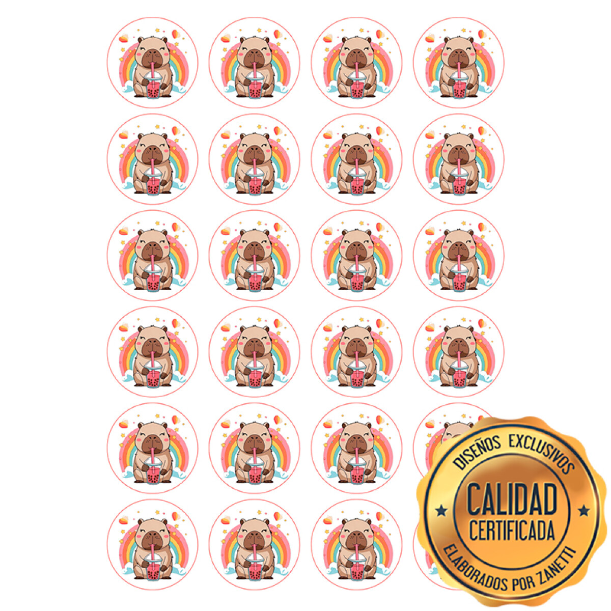 Lámina Capibara - Corazones y Estrellas x24 