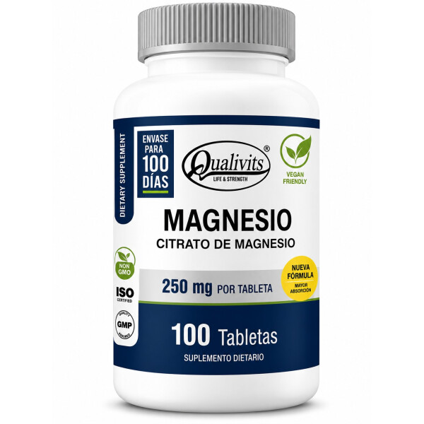 Citrato de Magnesio 250 mg | 100 Tabletas - Qualivits Citrato de Magnesio 250 mg | 100 Tabletas - Qualivits