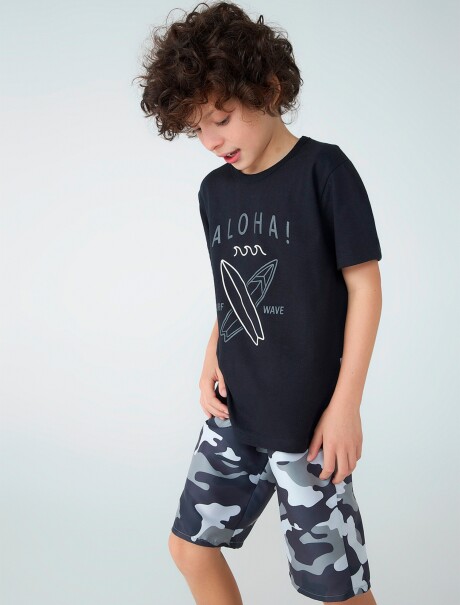 CONJUNTO INFANTIL CON BERMUDA ESTAMPADA AZUL