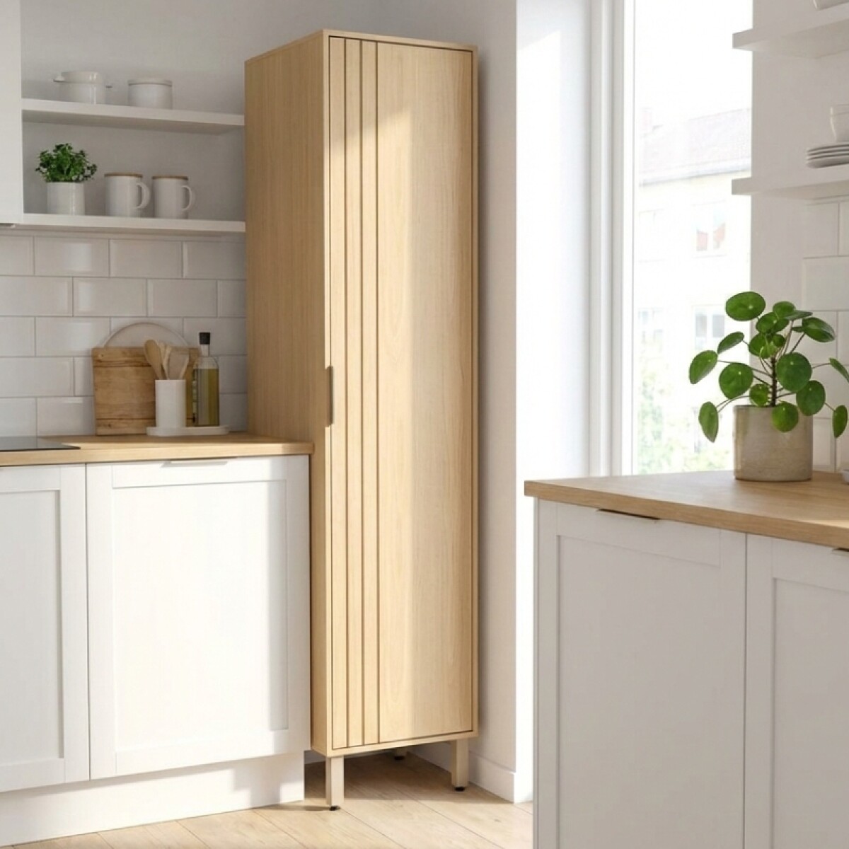 Mueble Panelero Multiusos Linea Gloria 1 Puerta y 5 Estantes - Castaño 