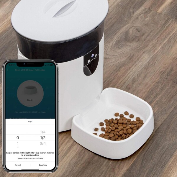 Dispensador Comida Automatico Inteligente Mascotas Wifi 7Lts Variante Color Blanco