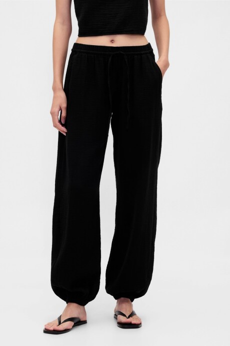 Pantalón Jogger De Muselina Mujer Black
