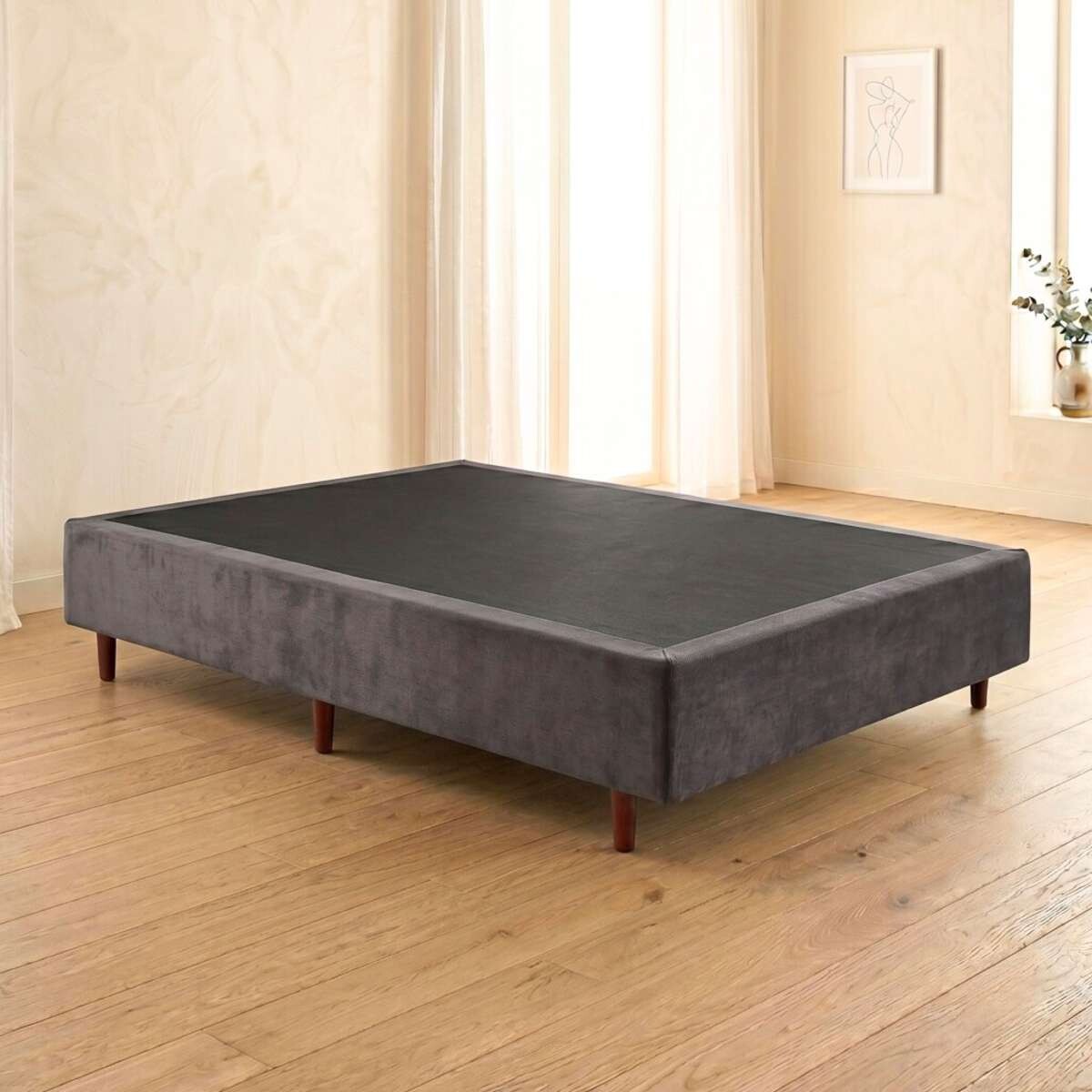 Base Sommier 2 Plazas Mannes - Cinza 
