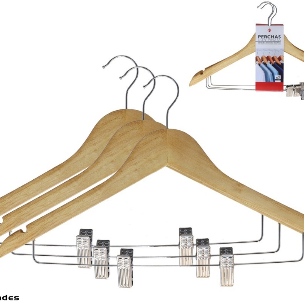 Perchas x3 C/ Pinzas -Arce PERCHAS X3 C/ PINZAS -ARCE