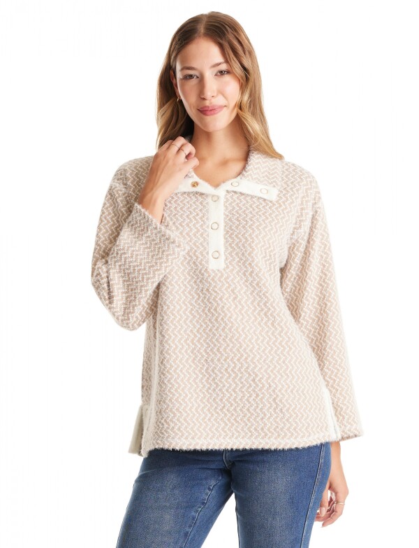 Buzo Zigzag Mohair BEIGE/MULTI