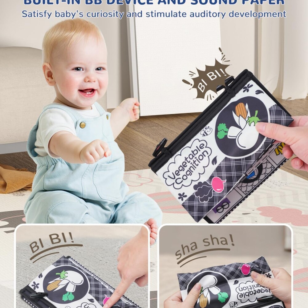 Libro textil para bebé ByN plegable con espejo Libro textil para bebé ByN plegable con espejo