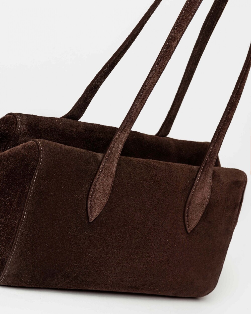 Cartera al hombro The Gang Manifest en cuero gamuza Marron