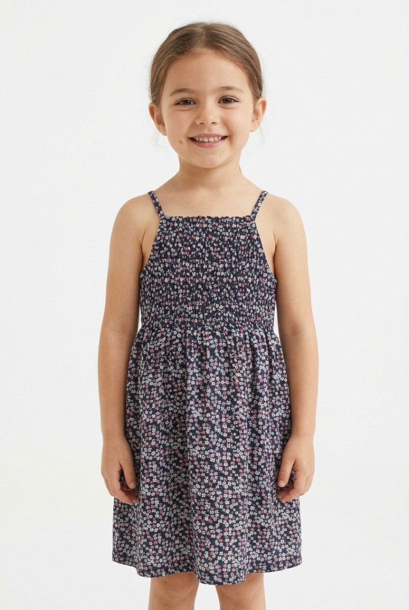 Vestido tirantes estampa floral - Azul marino 