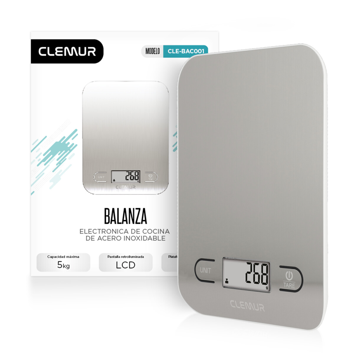 Balanza Digital de Cocina IMBACK con Precisión 1g a 5kg, Acero Inoxidable Color Plateado 
