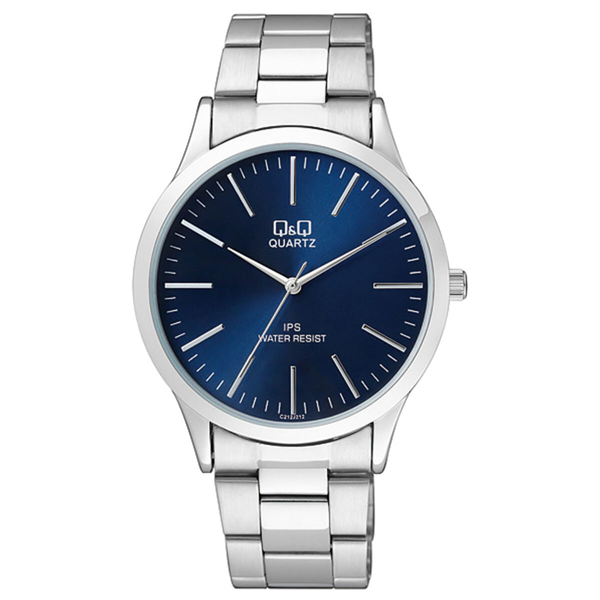 Reloj Q&Q Original Metal Plateado Para Hombre Análogo - Plateado-Azul 