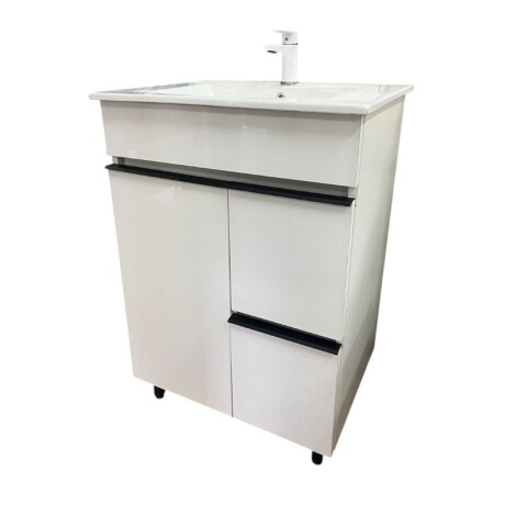 MUEBLE DE BAÑO 60 CM 1 PUERTA + 2 CAJONES - MESADA DE LOZA NEVADA MUEBLE DE BAÑO 60 CM 1 PUERTA + 2 CAJONES - MESADA DE LOZA NEVADA