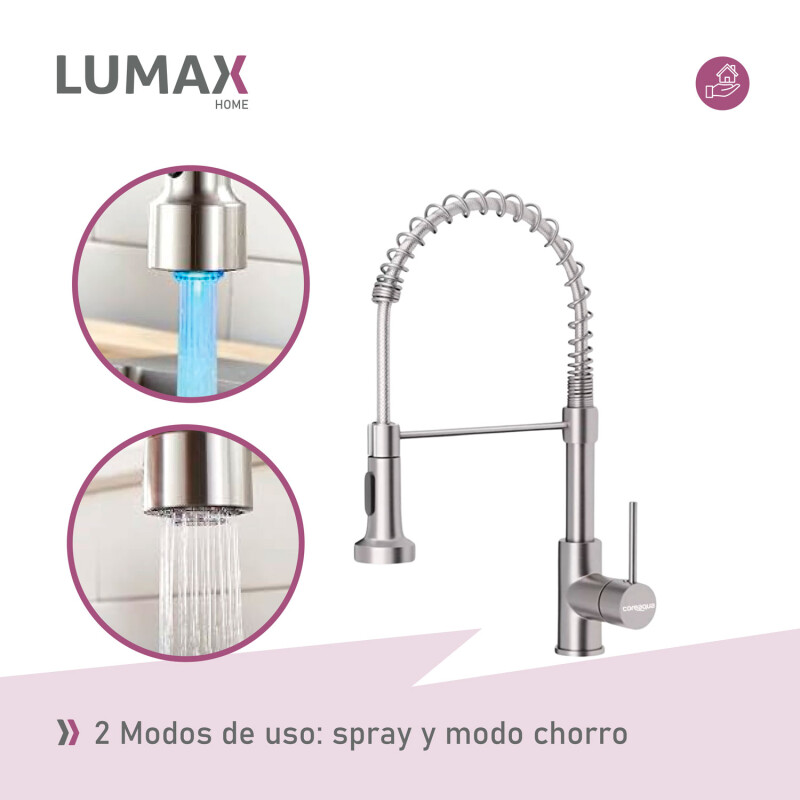 Canilla Monomando Lavaplatos Flexible Griferia Cocina Plateado/Gris