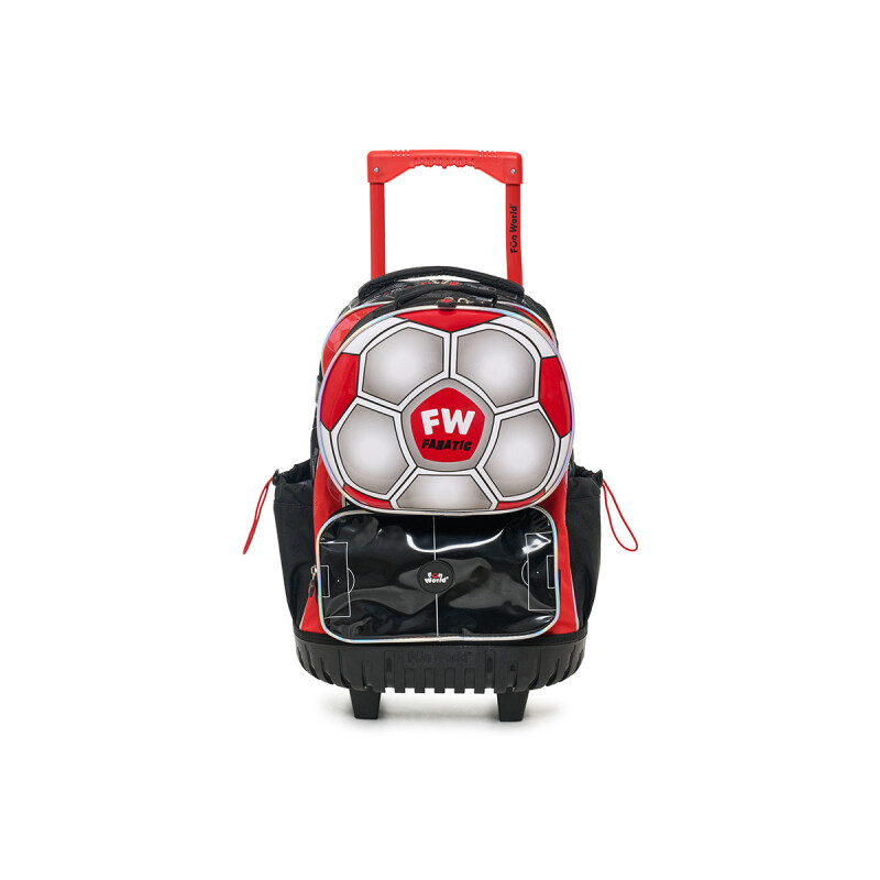 Mochila 46 cm Fun World con carro y lunchera Fanatic Rojo