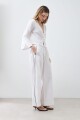 Pantalón de lino con vivo en contraste blanco