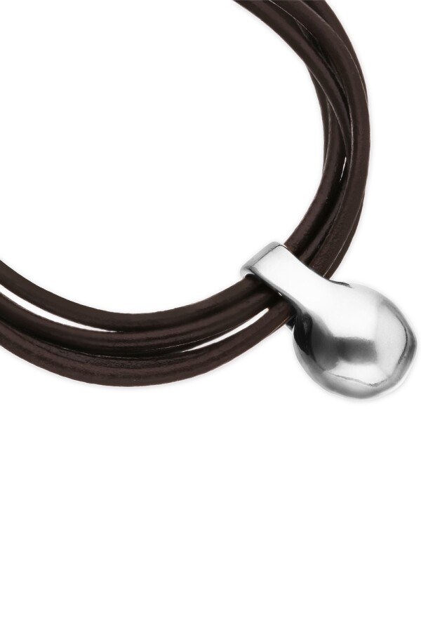 PULSERA DE CUERO CON BOLA DE ALEACIÓN DE METALES BAÑADA EN PLATA DE LEY Pulsera