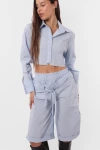 Camisa Crop Mega Celeste