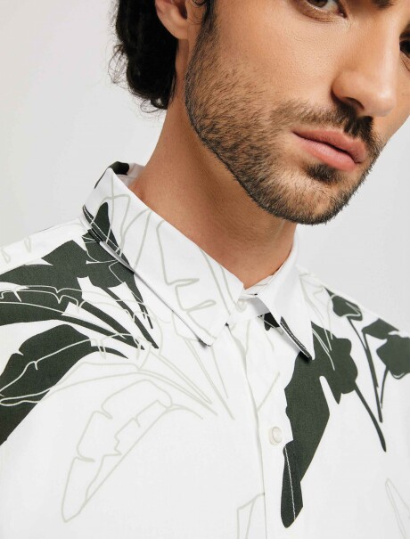 CAMISA MASCULINA ESTAMPADA BLANCO