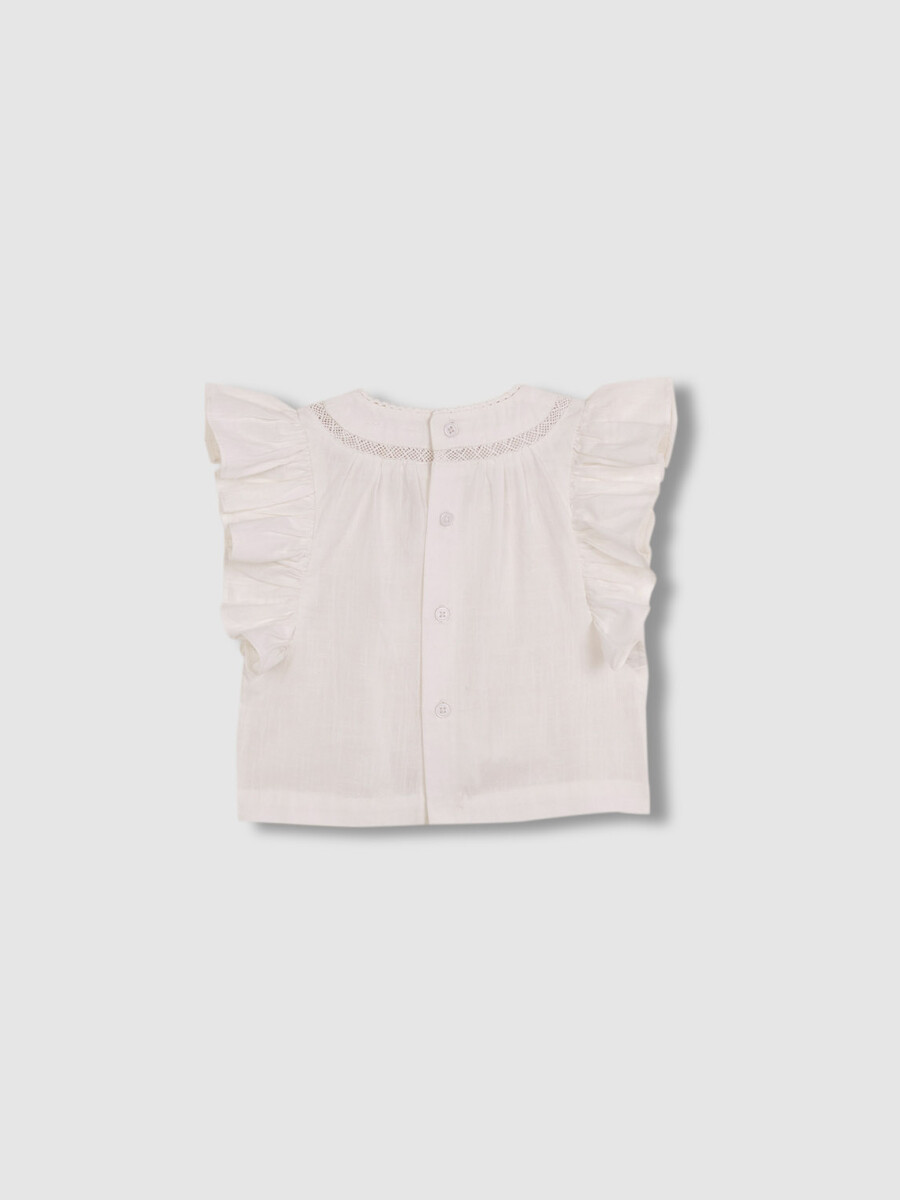 Blusa Con Volantes Blanco