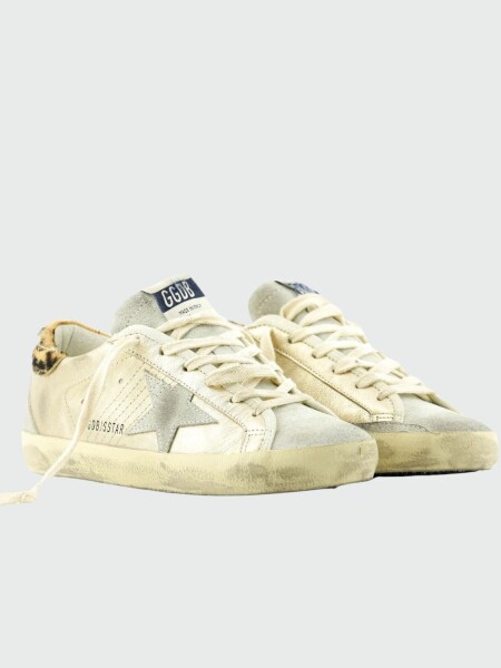 Golden Goose-Championes de cuero acordonados, Super Star Plateado