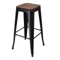 BANCO BAR CON MADERA TIPO TOLIX COLOR NEGRO Banco Bar Con Madera Tipo Tolix Color Negro