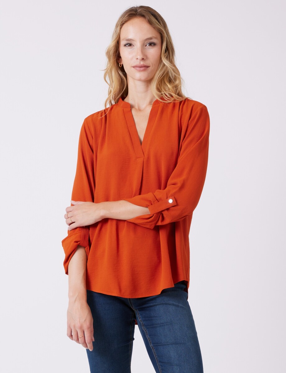 Blusa Escote V - Terracota 