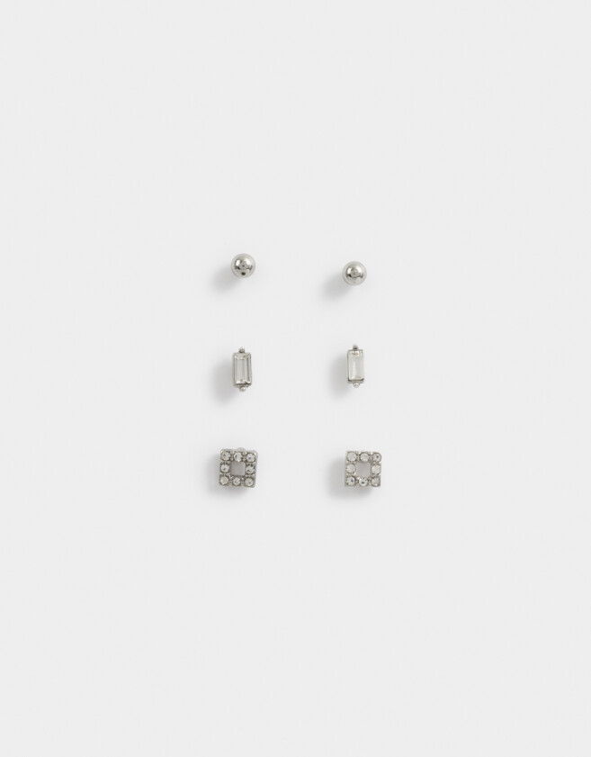 Aros Sets Con strass Set De Aros Con Strass - Plateado