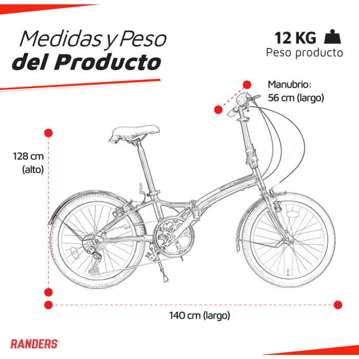 Bicicleta Plegable cuadro aluminio rod 20 y cambios Shimano Negra