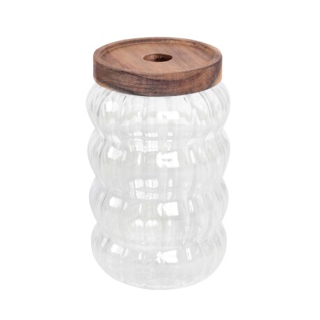 FRASCO ONDAS 750ML VIDRIO-Y-MADERA TRANSPARENTE A111