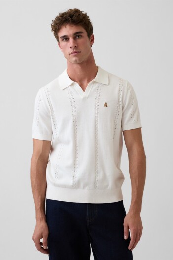 Buzo Tipo Polo Brannan Hombre New Off White Opt4