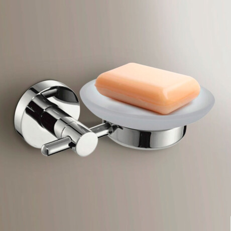 METAL PLATEADO BRILLANTE JABONERA CON VIDRIO USO BAÑO URBAN CROMO