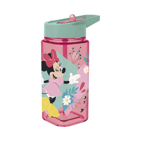 Botella Cuadrada Plástica con Pajita Minnie 510 ML U