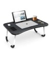 Mesa portátil para laptop con soporte y portavaso Negro
