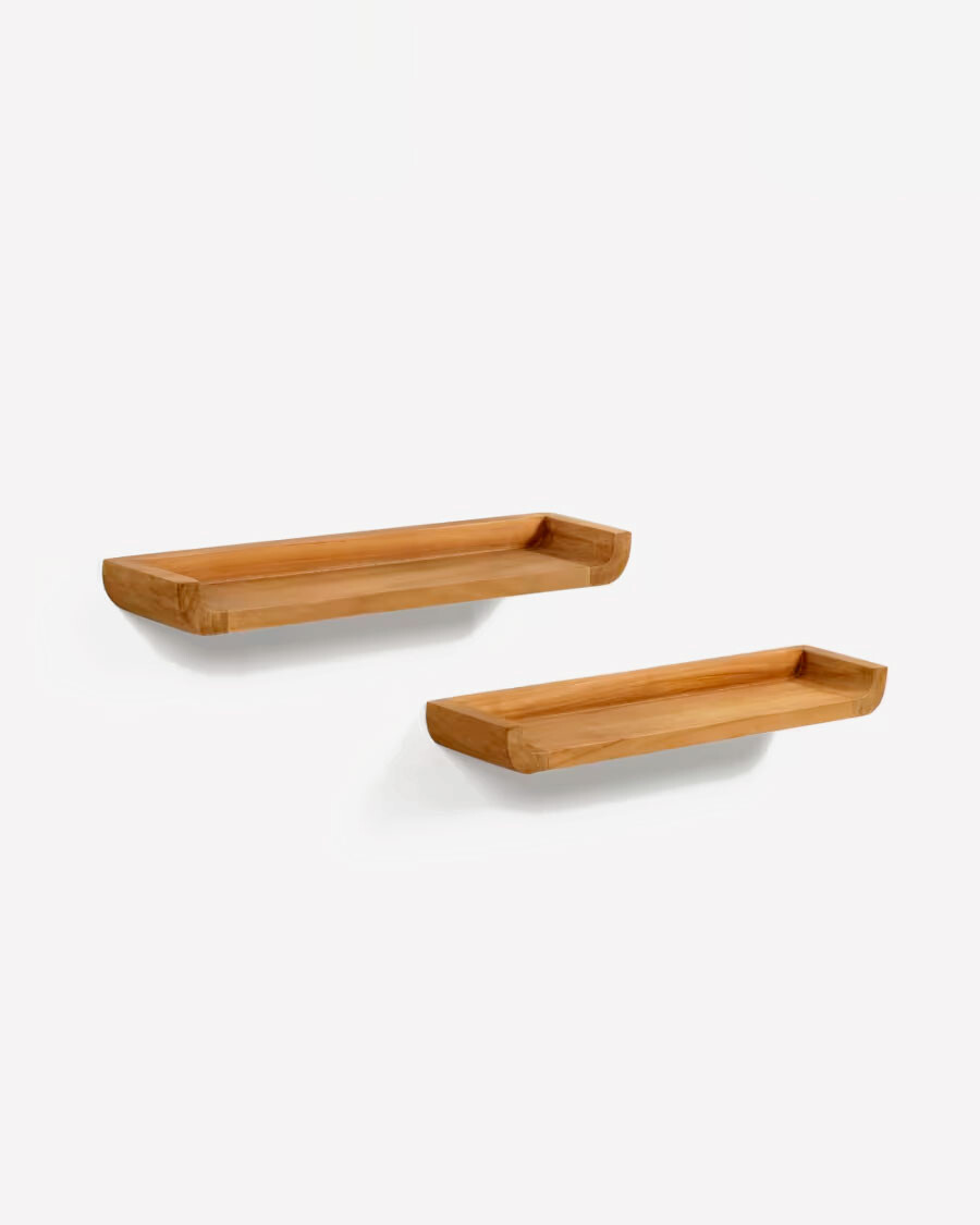 Set Shamel de 2 estantes de madera maciza de teca 50 x 5 cm Set Shamel de 2 estantes de madera maciza de teca 50 x 5 cm