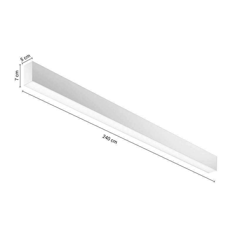 LUMINARIA LINEAL DE SUSPENDER O ADOSAR ALUMINIO 72W LED INTEGRADO Luminaria Lineal LED 72W Luz Cálida 240 cm