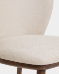 Taburete Ciselia chenilla beige y patas de madera maciza fresno acabado tono nogal FSC Mix Credit 65cm Taburete Ciselia chenilla beige y patas de madera maciza fresno acabado tono nogal FSC Mix Credit 65cm