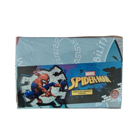 Combo Infantil 1 Plaza: Colcha + Sábanas + Protector Disney Spiderman Celeste