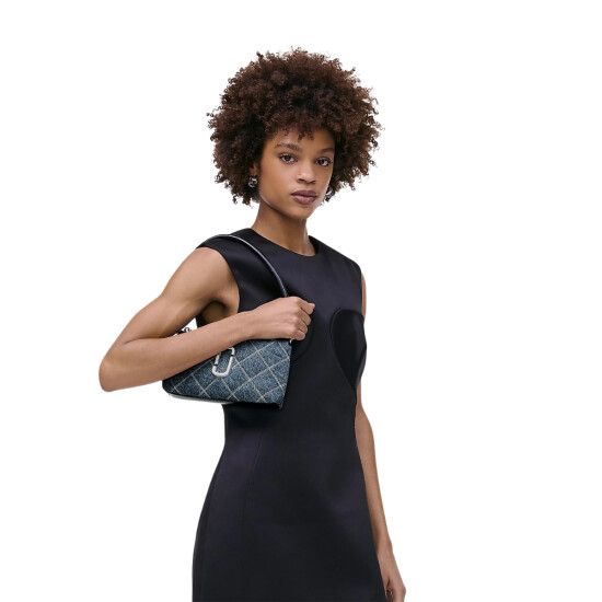 MARC JACOBS -THE QUILTED DENIM SNAPSHOT CONVERTIBLE SHOULDER BAG Azul