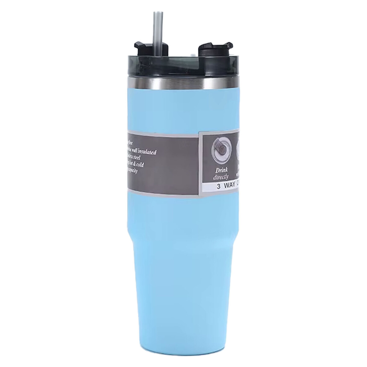Vaso Térmico con Sorbito Termo Acero Inox 890Ml Frío Calor - Celeste 
